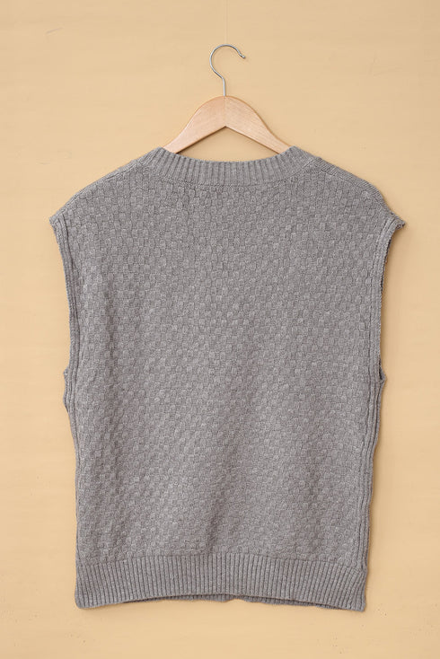 V-Neck Twist Knitted Vest Sweater